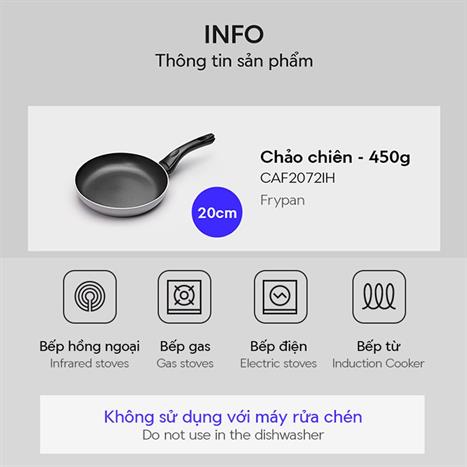 Chảo nhôm chống dính đáy từ 20 cm Lock&Lock CAF2072IH Màu Tím