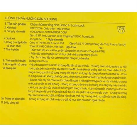 Chảo nhôm chống dính đáy từ 20 cm Lock&Lock CAF2072IH Màu Tím