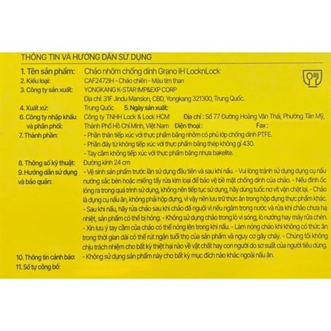 Chảo nhôm chống dính đáy từ 24 cm Lock&Lock CAF2472IH Màu Tím