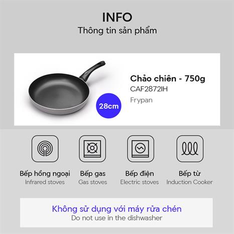 Chảo nhôm chống dính đáy từ 28 cm Lock&Lock CAF2872IH Màu Tím