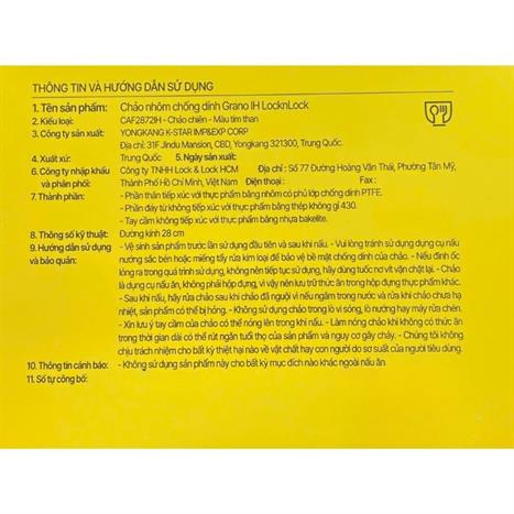 Chảo nhôm chống dính đáy từ 28 cm Lock&Lock CAF2872IH Màu Tím