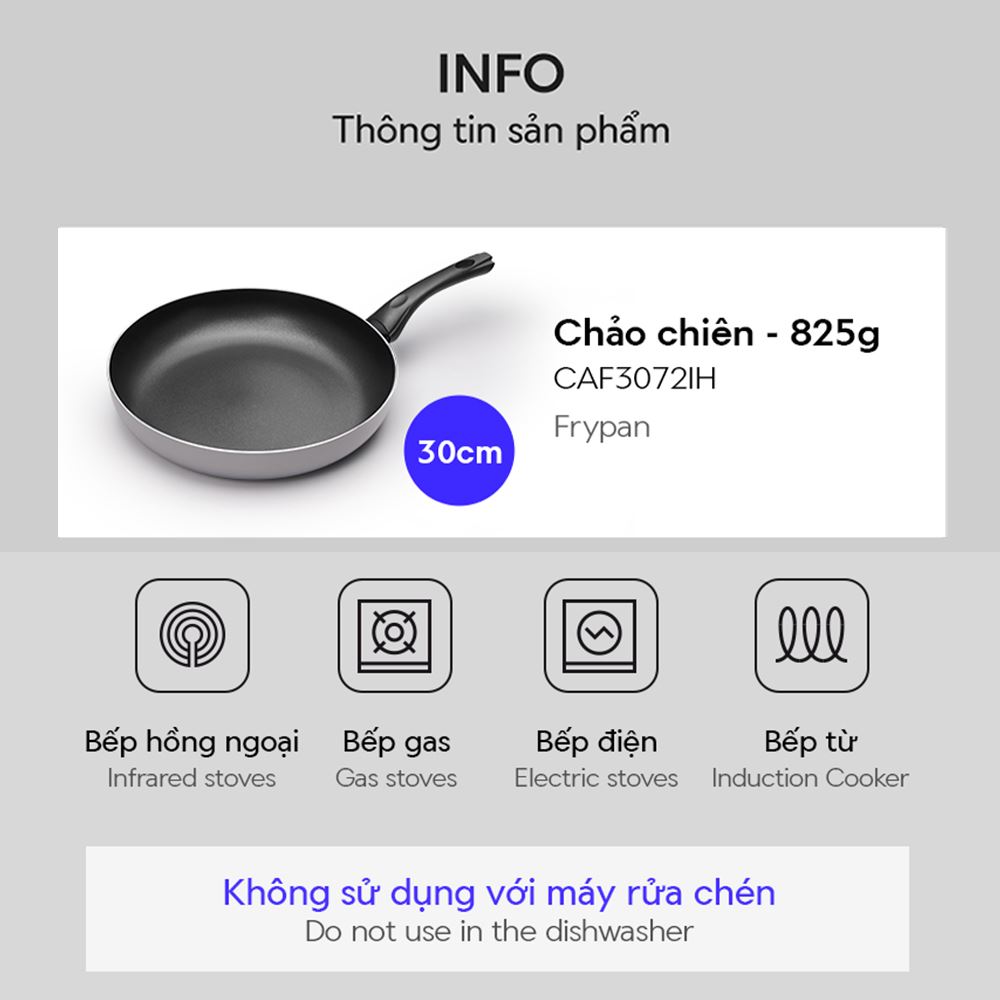 Chảo nhôm chống dính đáy từ 30 cm Lock&Lock CAF3072IH Màu Tím