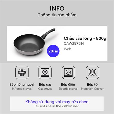 Chảo nhôm sâu chống dính đáy từ 28 cm Lock&Lock CAW2872IH Màu Tím