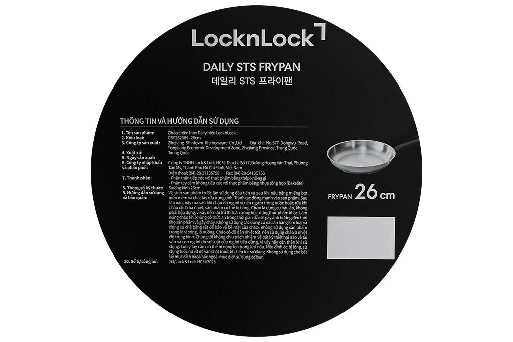 Chảo inox đáy từ 26 cm Lock&Lock CSF2623IH Màu Inox