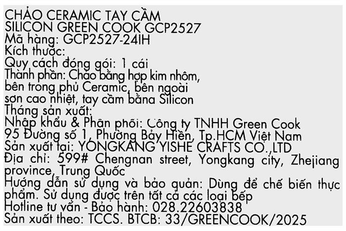 Chảo nhôm chống dính đáy từ 24 cm Green Cook GCP2527-24IH Màu Xanh Dương