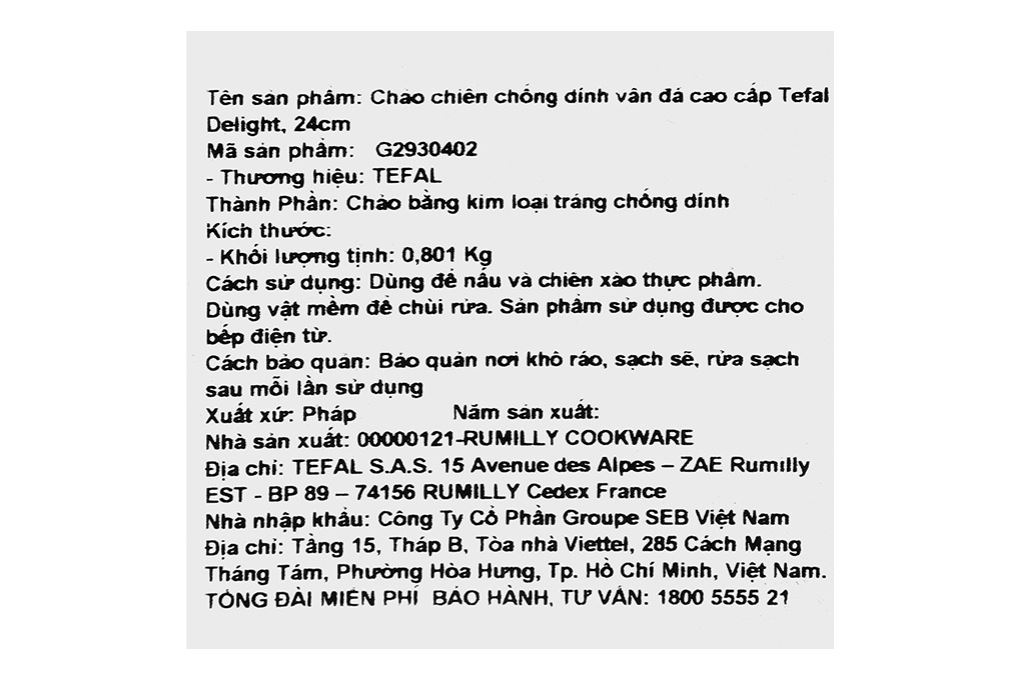 Chảo nhôm chống dính vân đá đáy từ 24 cm Tefal G2930402 Màu Hồng nhạt