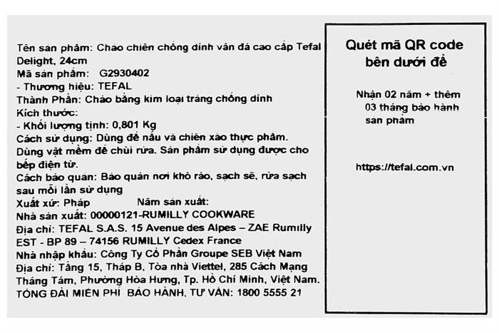 Chảo nhôm chống dính vân đá đáy từ 24 cm Tefal G2930402 Màu Hồng nhạt