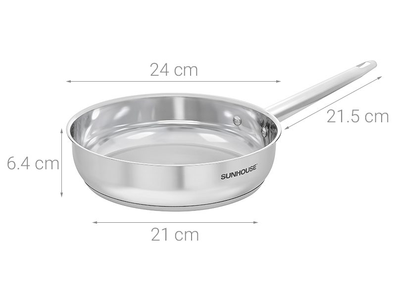 Chảo inox sâu đáy từ 24 cm Sunhouse Healthy IN24M9