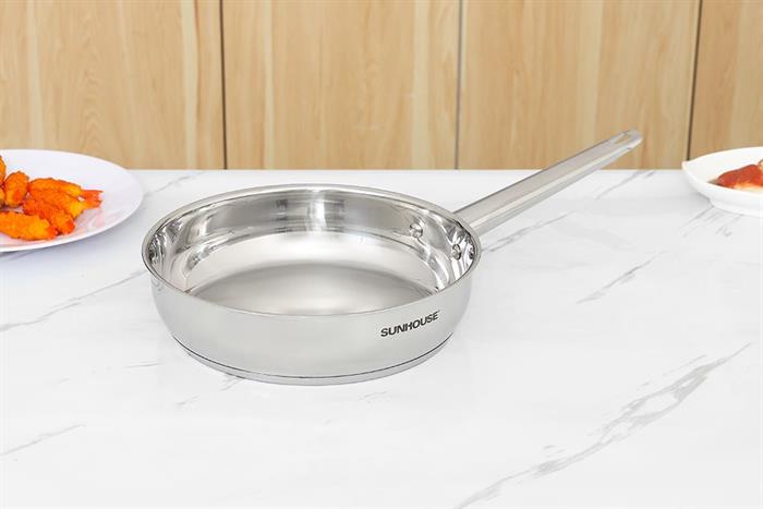 Chảo inox sâu đáy từ 24 cm Sunhouse Healthy IN24M9 Màu Bạc