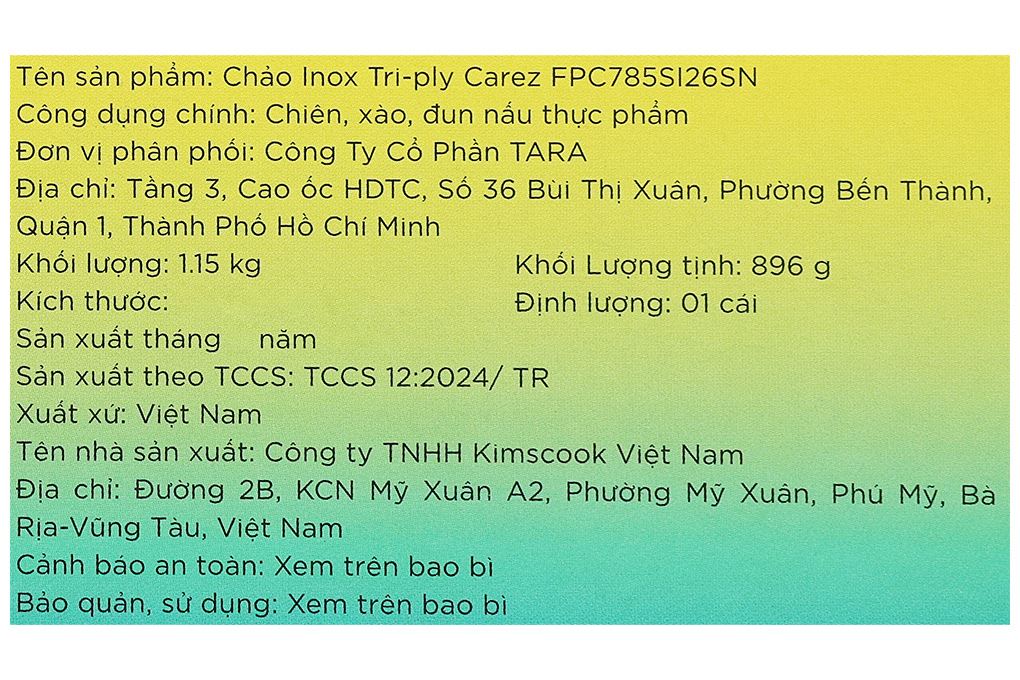 Chảo inox chống dính đáy từ 26 cm Carez FPC785SI26SN Màu Bạc Inox