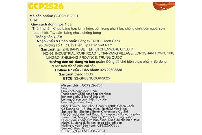 Chảo nhôm sâu chống dính vân đá đáy từ 20 cm Green Cook GCP2526-20IH Màu Xanh lá