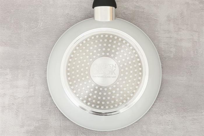 Chảo nhôm sâu chống dính vân đá đáy từ 20 cm Green Cook GCP2526-20IH Màu Xanh lá