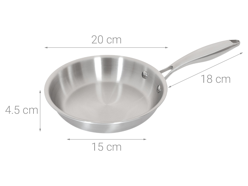 Chảo inox nguyên khối đáy từ 20 cm Inochi Omi Gourmet HIN.CRIN.GM20
