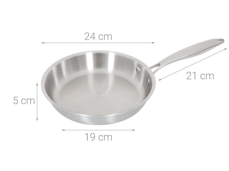 Chảo inox nguyên khối đáy từ 24 cm Inochi Omi Gourmet HIN.CRIN.GM24
