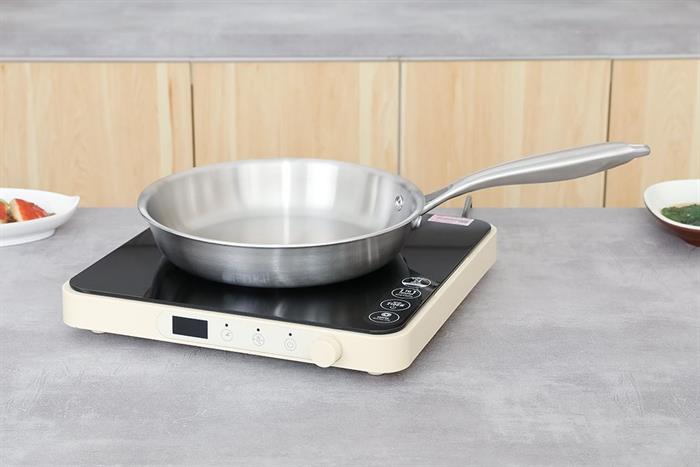 Chảo inox nguyên khối đáy từ 24 cm Inochi Omi Gourmet HIN.CRIN.GM24 Màu Bạc