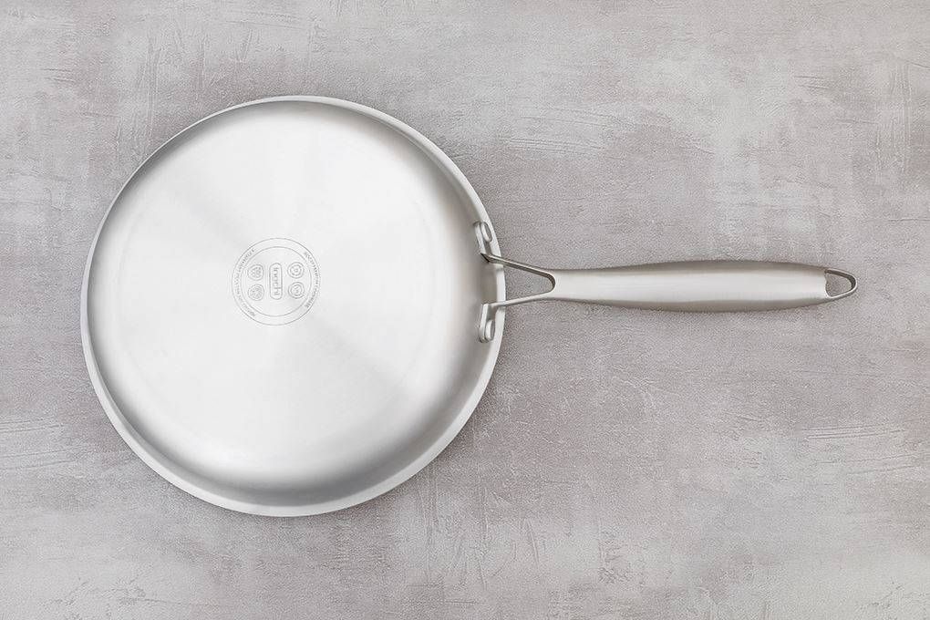 Chảo inox nguyên khối đáy từ 24 cm Inochi Omi Gourmet HIN.CRIN.GM24 Màu Bạc