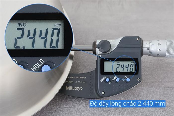 Chảo inox nguyên khối đáy từ 24 cm Inochi Omi Gourmet HIN.CRIN.GM24 Màu Bạc