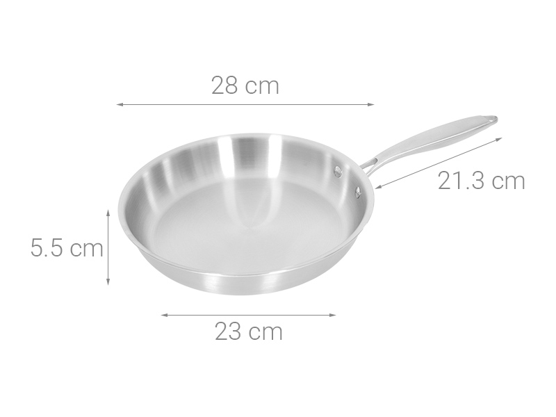 Chảo inox nguyên khối đáy từ 28 cm Inochi Omi Gourmet HIN.CRIN.GM28