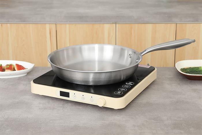 Chảo inox nguyên khối đáy từ 28 cm Inochi Omi Gourmet HIN.CRIN.GM28 Màu Bạc