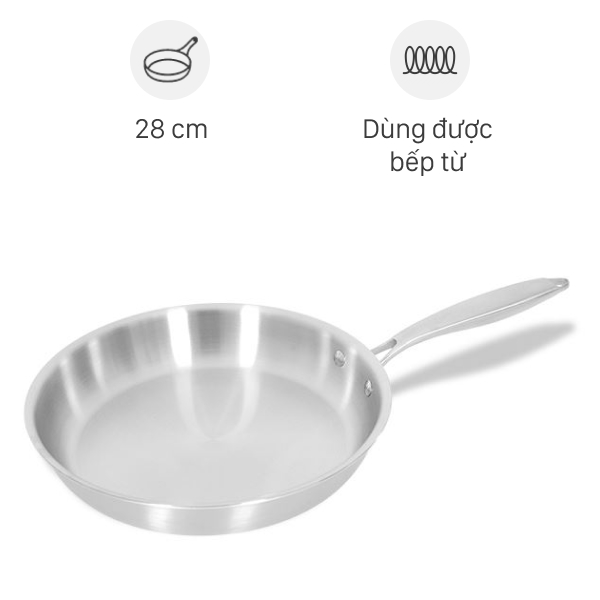 Chảo inox nguyên khối đáy từ Inochi Omi Gourmet HIN.CRIN.GM28