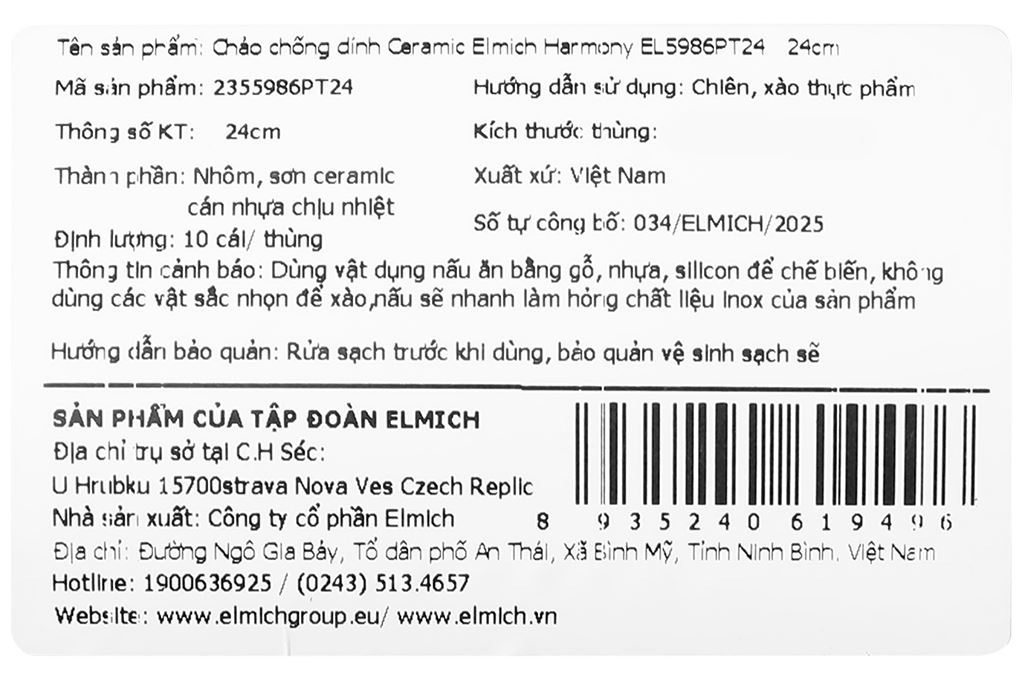 Chảo nhôm chống dính đáy từ 24 cm Elmich Harmony EL5986PT24 Màu Xanh lá đậm