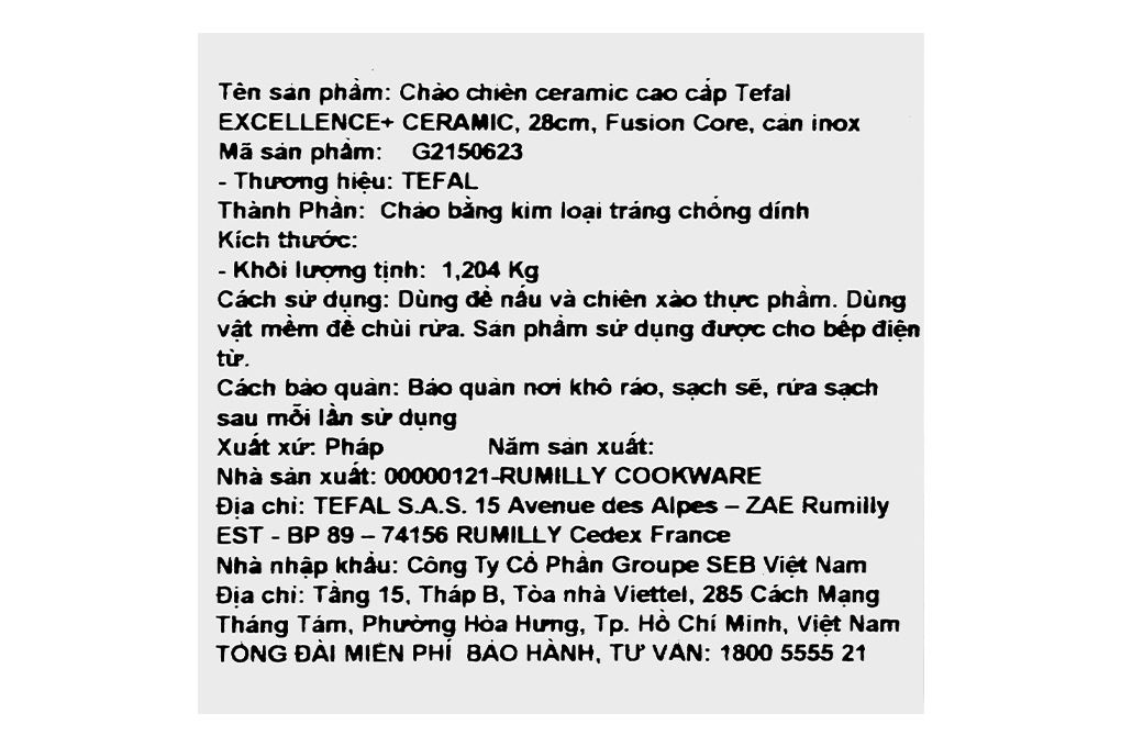 Chảo nhôm chống dính đáy từ 28 cm Tefal Excellence G2150623 Màu Đen