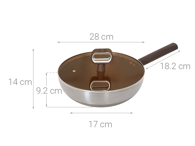 Chảo inox nguyên khối sâu chống dính đáy từ 28 cm Delites TC-TCCG28
