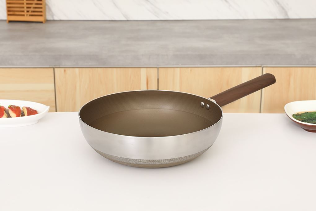 Chảo inox nguyên khối sâu chống dính đáy từ 28 cm Delites TC-TCCG28 Màu Nâu