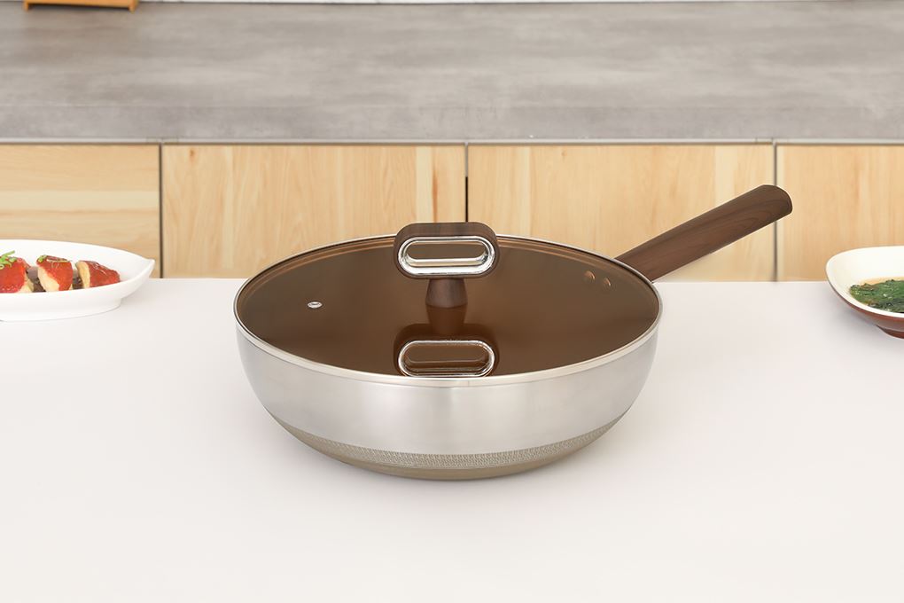 Chảo inox nguyên khối sâu chống dính đáy từ 28 cm Delites TC-TCCG28 Màu Nâu