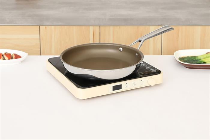 Chảo inox nguyên khối chống dính đáy từ 26 cm Delites TC-TFJG26 Màu Nâu