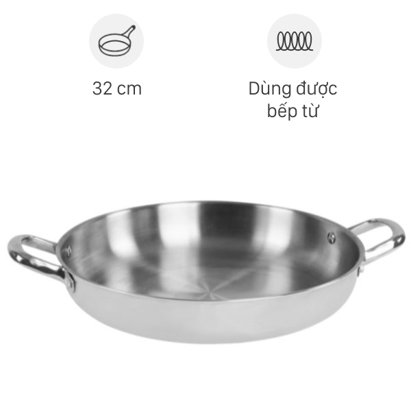 Chảo inox nguyên khối đáy từ Pramie PP3041301-32