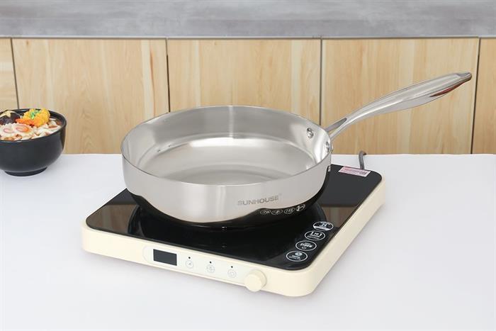 Chảo inox nguyên khối sâu đáy từ 26 cm Sunhouse Healthy IN26M11 Màu Inox