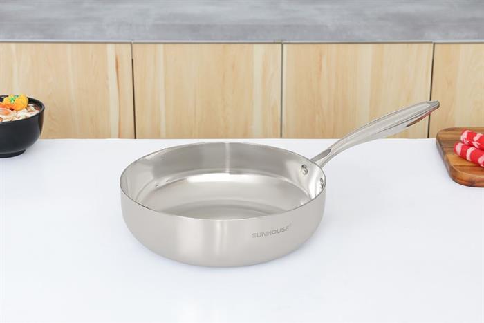 Chảo inox nguyên khối sâu đáy từ 26 cm Sunhouse Healthy IN26M11 Màu Inox