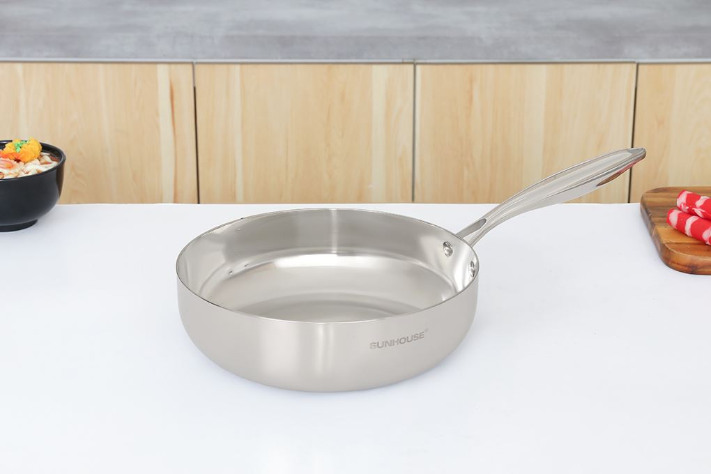 Chảo inox nguyên khối sâu đáy từ 26 cm Sunhouse Healthy IN26M11 Màu Inox