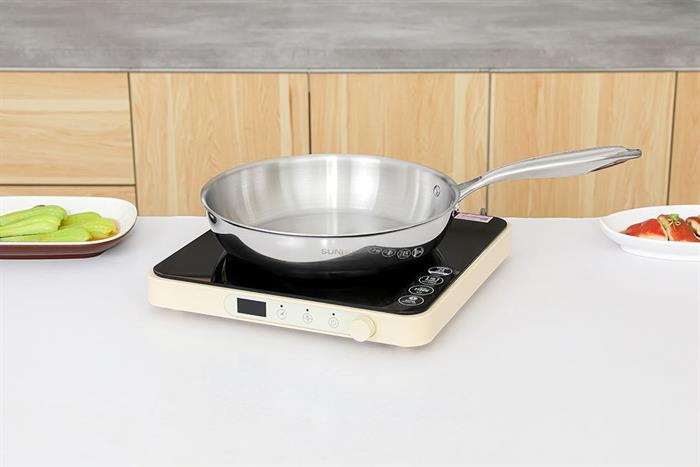 Chảo inox nguyên khối đáy từ 26 cm Sunhouse Healthy IN26X1 Màu Inox