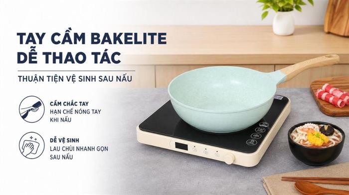 Chảo nhôm sâu chống dính đáy từ 26 cm Sunhouse Healthy SBDS26MT Màu Xanh ngọc