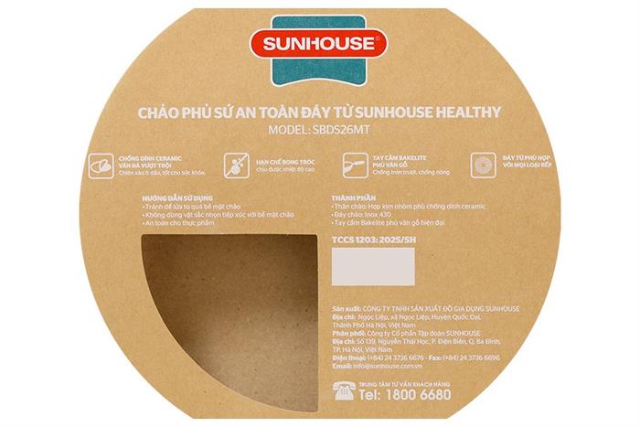 Chảo nhôm sâu chống dính đáy từ 26 cm Sunhouse Healthy SBDS26MT Màu Xanh ngọc
