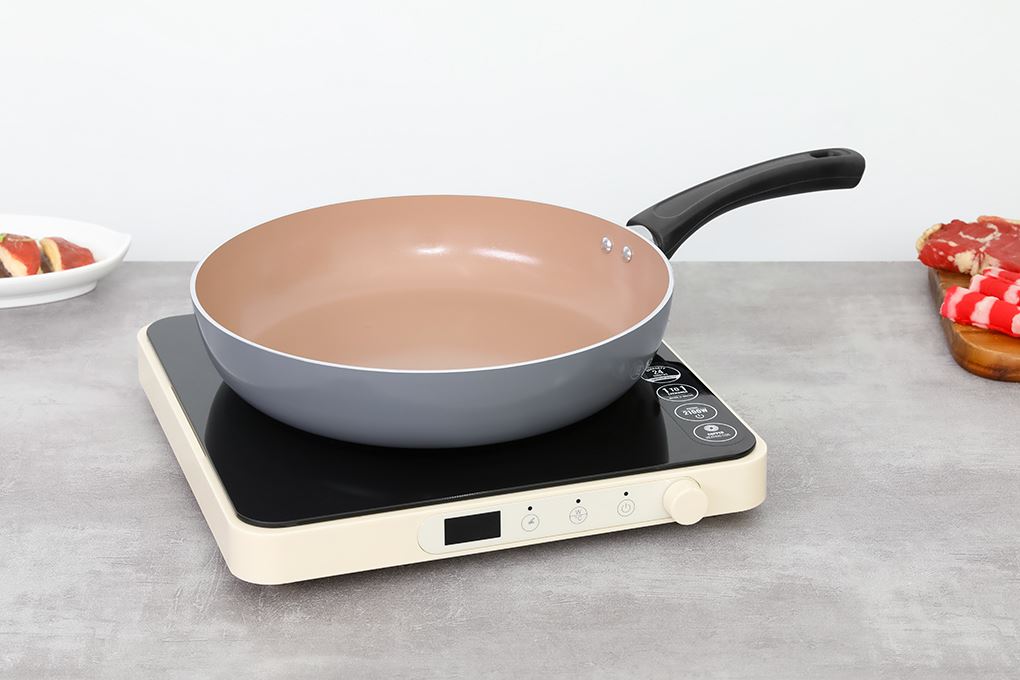 Chảo nhôm chống dính đáy từ 28 cm Elmich Daily Coloseum 2355259GY28 xám Màu Xám
