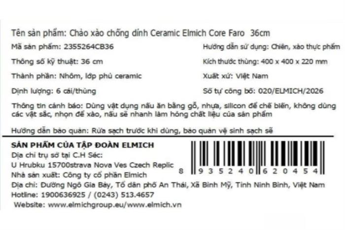 Chảo nhôm sâu chống dính 36 cm Elmich Core Faro 2355264CB36 Màu Xanh dương đậm