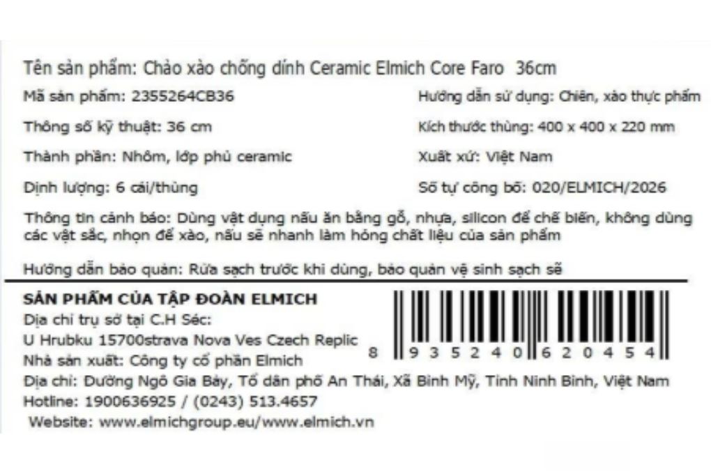 Chảo nhôm sâu chống dính 36 cm Elmich Core Faro 2355264CB36 Màu Xanh dương đậm