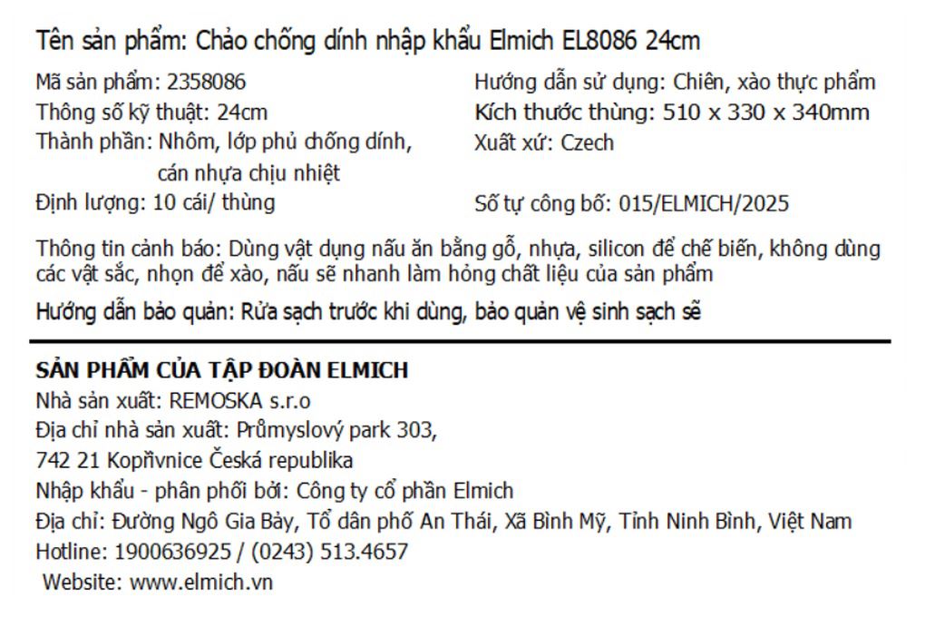 Chảo nhôm chống dính đáy từ 24cm Elmich EL8086 - 7