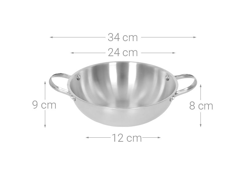 Chảo inox nguyên khối sâu 24 cm Pramie PP130B102
