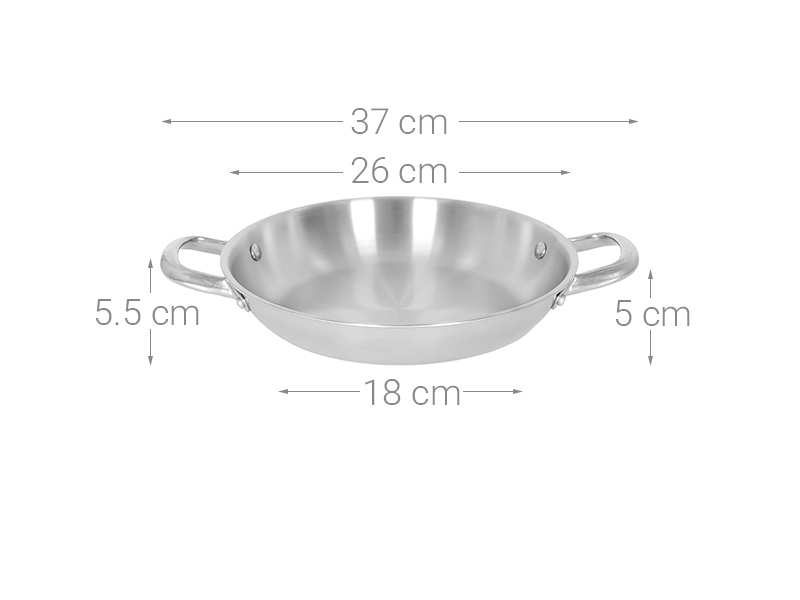 Chảo inox nguyên khối 26 cm Pramie PP130B101