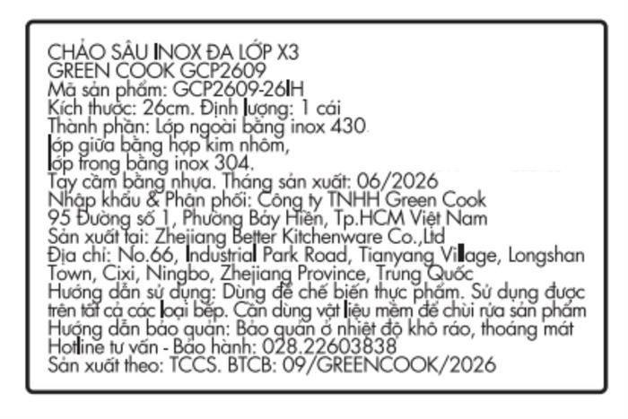 Chảo inox sâu 26 cm Greencook GCP2609-26IH Màu Inox