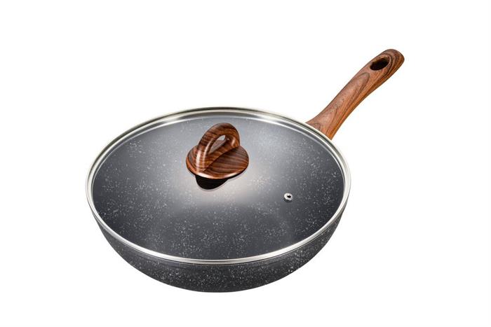 Chảo nhôm chống dính đáy từ 30 cm LocknLock BAUM Marble LBU1305 Màu Đen