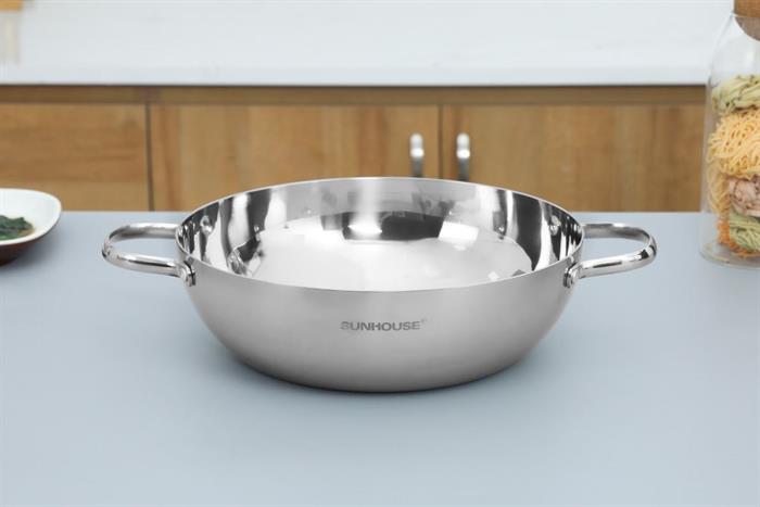 Chảo inox sâu đáy từ 28 cm Sunhouse Healthy IN28M12VK Màu Bạc