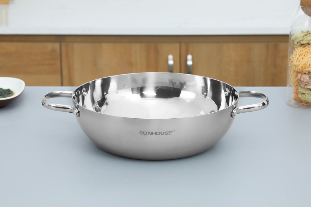Chảo inox sâu đáy từ 28 cm Sunhouse Healthy IN28M12VK Màu Bạc