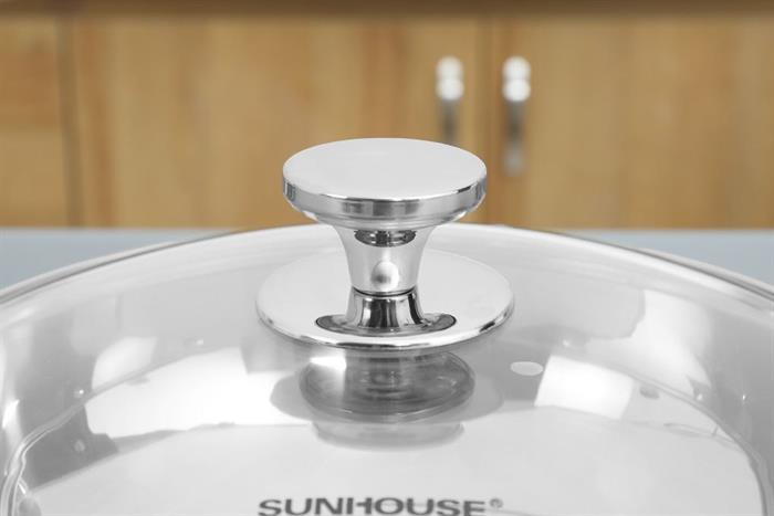 Chảo inox sâu đáy từ 28 cm Sunhouse Healthy IN28M12VK Màu Bạc