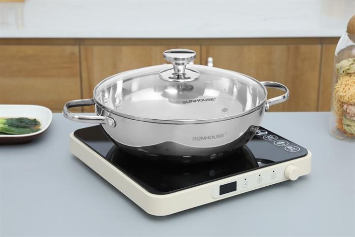 Chảo inox sâu đáy từ 28 cm Sunhouse Healthy IN28M12VK Màu Bạc