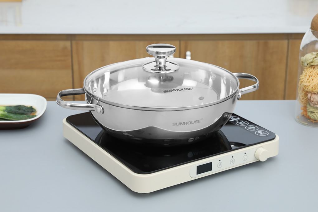 Chảo inox sâu đáy từ 28 cm Sunhouse Healthy IN28M12VK Màu Bạc